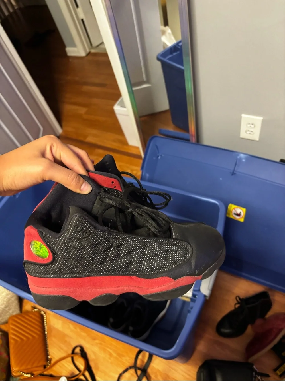 Jordan Black and Red Boys' Retro Basketball Sneakers